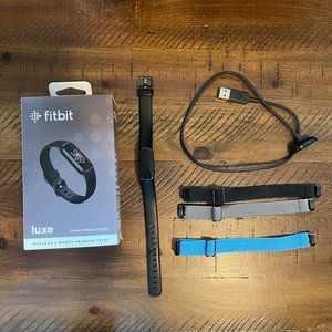 LIKE NEW Black Fit Bit Luxe with charger, 4 bands, screen protectors